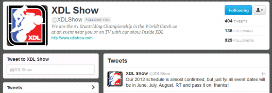 XDL posts "revealing" info about 2012 schedule on twitter