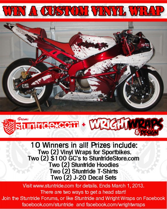 sportbike vinyl wrap contest flyer stuntride sportbike vinyl wrap contest flyer
